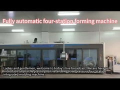 Четырехстанционный вакуумный формовочный аппарат делает пластиковые фруктовые коробки